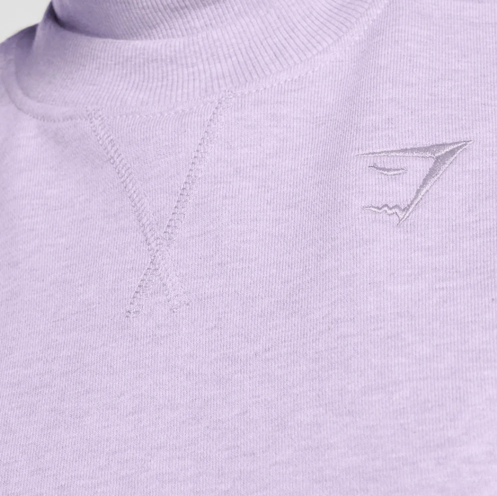 Gymshark Rest Day Cropped Pullover Aura Lilac Marl - Picture 3 of 4